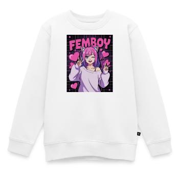 Süßer Anime Femboy mit Katzenohren - Kinder Premium Organic Sweatshirt - Weiß - Vorne - AI Model Kid Male (0cm)