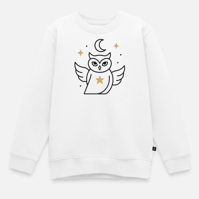 Mondnacht-Eule mit Sternenglanz - Kinder Premium Organic Sweatshirt - Weiß