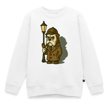 Sherlock Bulldogge-Detektiv mit Pfeife und Lampe - Kinder Premium Organic Sweatshirt - Weiß - Vorne - AI Model Kid Male (0cm)