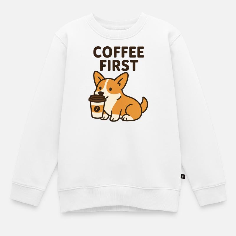 Chien de dessin animé - Sweat Premium enfant bio - blanc