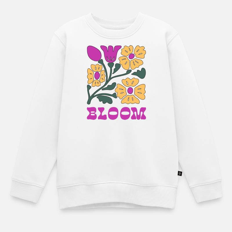 Blumen Pop Neon Pink - Kinder Premium Organic Sweatshirt - Weiß