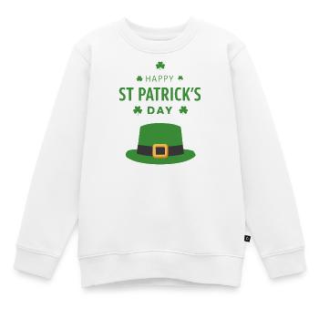 Chapeau vert Saint Patrick - Sweat Premium enfant bio - blanc - Devant - AI Model Kid Male (0cm)