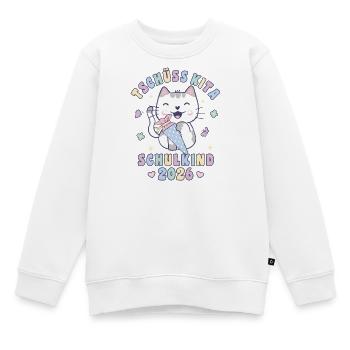 Schulkind 2026 Einschulung niedliche Katze Mädchen - Kinder Premium Organic Sweatshirt - Weiß - Vorne - AI Model Kid Male (0cm)