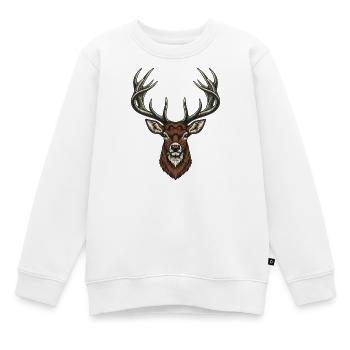 Gravure vintage de tête de cerf - Sweat Premium enfant bio - blanc - Devant - AI Model Kid Male (0cm)