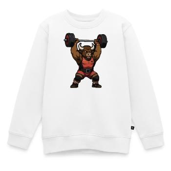 Stierkraft Strongman-Druckdesign - Kinder Premium Organic Sweatshirt - Weiß - Vorne - AI Model Kid Male (0cm)