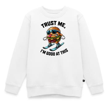 Vacances de ski avec des burgers en train de manger des comics - Sweat Premium enfant bio - blanc - Devant - AI Model Kid Male (0cm)