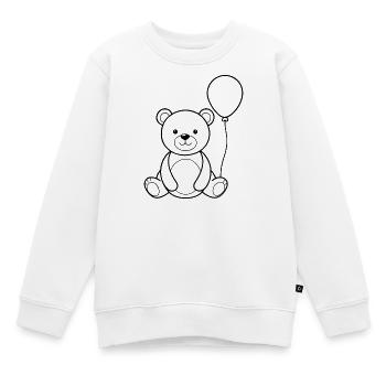 Ballon tenant un ours en peluche - Sweat Premium enfant bio - blanc - Devant - AI Model Kid Male (0cm)