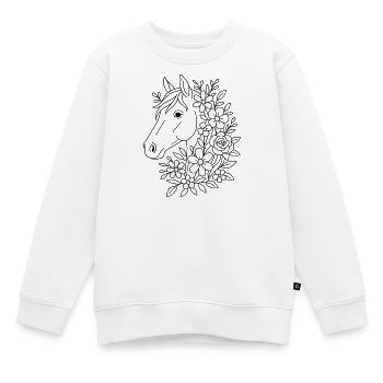 Pferdekopf mit Blumen zum ausmalen - Kinder Premium Organic Sweatshirt - Weiß - Vorne - AI Model Kid Male (0cm)