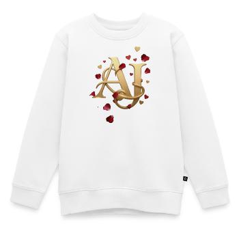 Goldenes AJ Monogram mit Rosen - Kinder Premium Organic Sweatshirt - Weiß - Vorne - AI Model Kid Male (0cm)