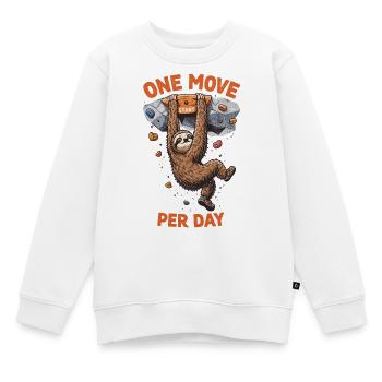 Faultier Bouldern - One Move Per Day Lustig - Kinder Premium Organic Sweatshirt - Weiß - Vorne - AI Model Kid Male (0cm)