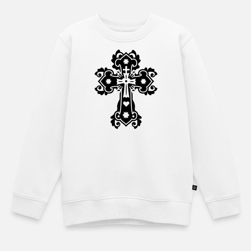 gothique croix religieuse croix - Sweat Premium enfant bio - blanc