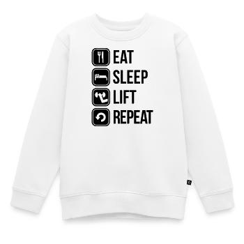 eat sleep lift repeat - Kinder Premium Organic Sweatshirt - Weiß - Vorne - AI Model Kid Male (0cm)