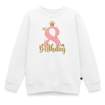 Eight Birthday Crown Design - Kids Premium Organic Sweatshirt - white - Front - AI Model Kid Male (0cm)
