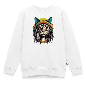 Coole Rasta-Katze - Kinder Premium Organic Sweatshirt - Weiß - Vorne - AI Model Kid Male (0cm)