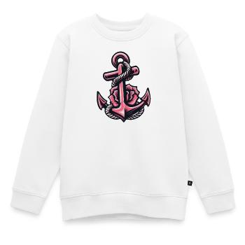 Anker mit Seil in Rosa - Kinder Premium Organic Sweatshirt - Weiß - Vorne - AI Model Kid Male (0cm)