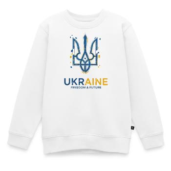 Ukrainisches Dreizack-Emblem mit Freiheitsmotiv - Kinder Premium Organic Sweatshirt - Weiß - Vorne - AI Model Kid Male (0cm)