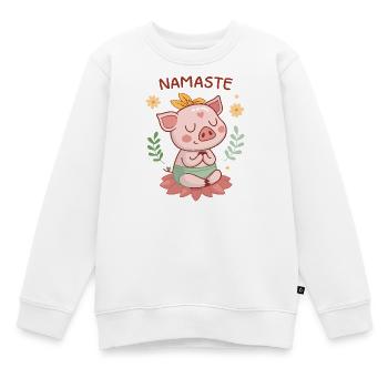 Namaste Zen Pig auf Lotus - Kinder Premium Organic Sweatshirt - Weiß - Vorne - AI Model Kid Male (0cm)
