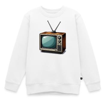 TV rétro avec antennes - Sweat Premium enfant bio - blanc - Devant - AI Model Kid Male (0cm)