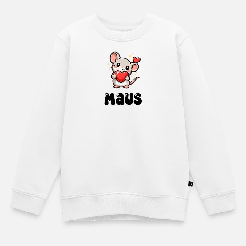 Maus - Kinder Premium Organic Sweatshirt - Weiß