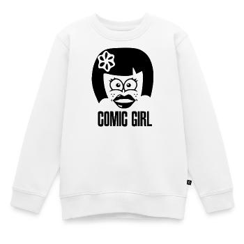 Comic Girl - Schwarz - Kinder Premium Organic Sweatshirt - Weiß - Vorne - AI Model Kid Male (0cm)
