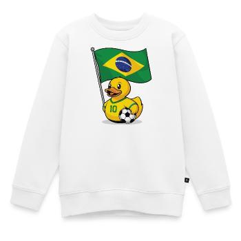 Le fan de football brésilien avec un drapeau - Sweat Premium enfant bio - blanc - Devant - AI Model Kid Male (0cm)