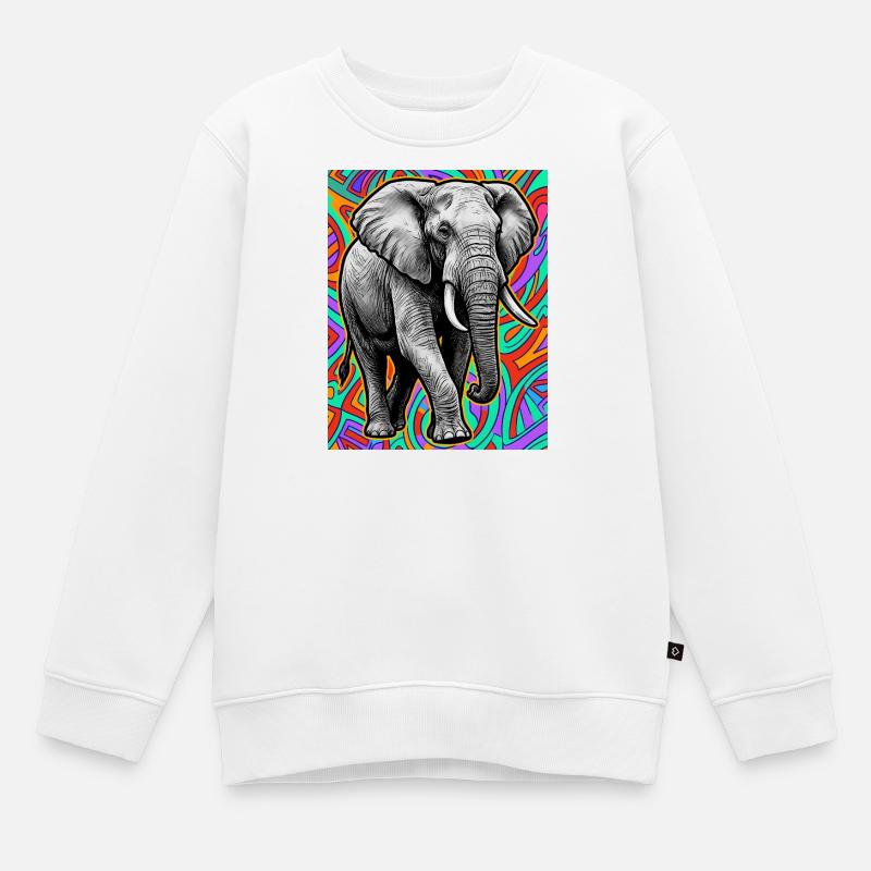 éléphant - Sweat Premium enfant bio - blanc