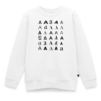 Typografie: Ein Buchstabenvariationsdesign. - Kinder Premium Organic Sweatshirt - Weiß - Vorne - AI Model Kid Male (0cm)