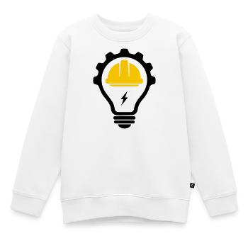Elektriker Bauhelm Blitz und Glühbirne - Kinder Premium Organic Sweatshirt - Weiß - Vorne - AI Model Kid Male (0cm)