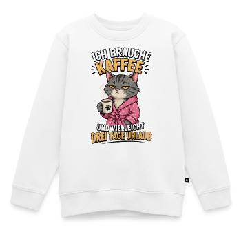 Ich Brauche Kaffee Katze Shirt - Kinder Premium Organic Sweatshirt - Weiß - Vorne - AI Model Kid Male (0cm)