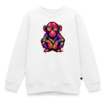 Neonaffen-Graffiti mit Dollarzeichen - Kinder Premium Organic Sweatshirt - Weiß - Vorne - AI Model Kid Male (0cm)