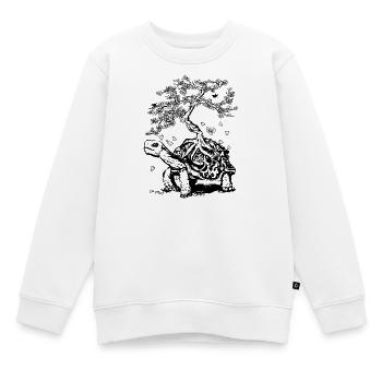 Schildkröte mit einem Bonsai auf dem Rückenpanzer - Kinder Premium Organic Sweatshirt - Weiß - Vorne - AI Model Kid Male (0cm)