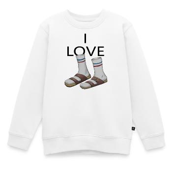 Vintage-Socken mit rotblau gestreiften Gestreifungen und Sandalen - Kinder Premium Organic Sweatshirt - Weiß - Vorne - AI Model Kid Male (0cm)