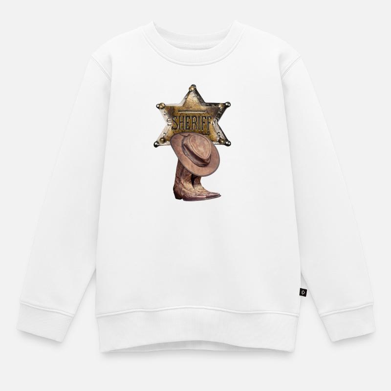 Shérif - Sweat Premium enfant bio - blanc