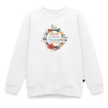 GLÜCK IST WENN MAN EINE TRAUZEUGIN WIE DICH HAT! - Kinder Premium Organic Sweatshirt - Weiß - Vorne - AI Model Kid Male (0cm)