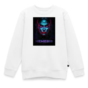 Nemesis – Cyber Face des Ténèbres - Sweat Premium enfant bio - blanc - Devant - AI Model Kid Male (0cm)