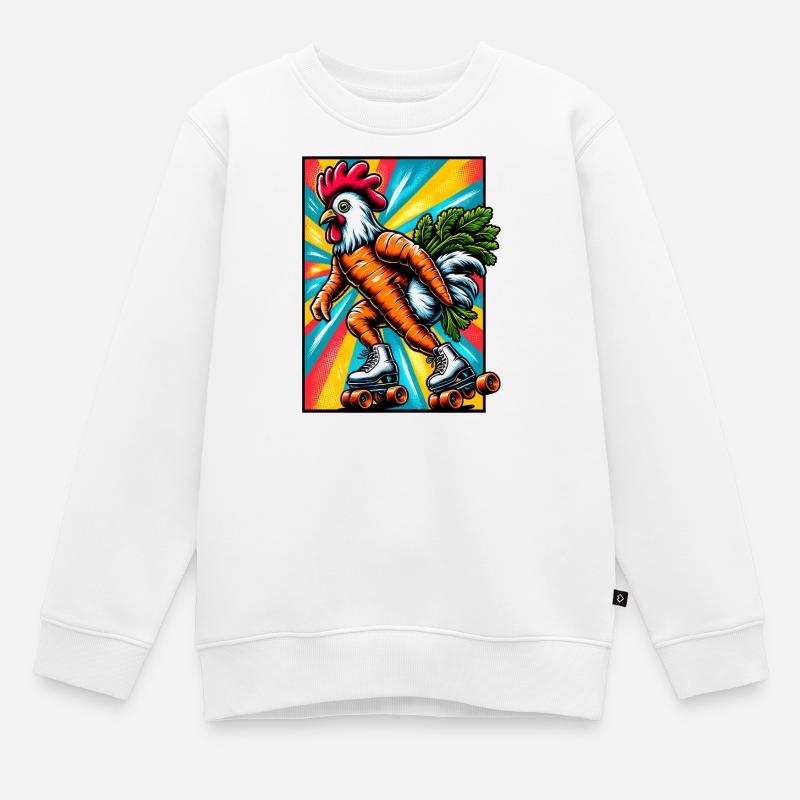 Rollschuh Karotte Hahn - Kinder Premium Organic Sweatshirt - Weiß