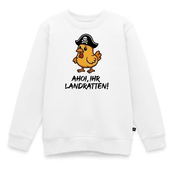 Giggling Chicken Pirate Illustration - Kids Premium Organic Sweatshirt - white - Front - AI Model Kid Male (0cm)