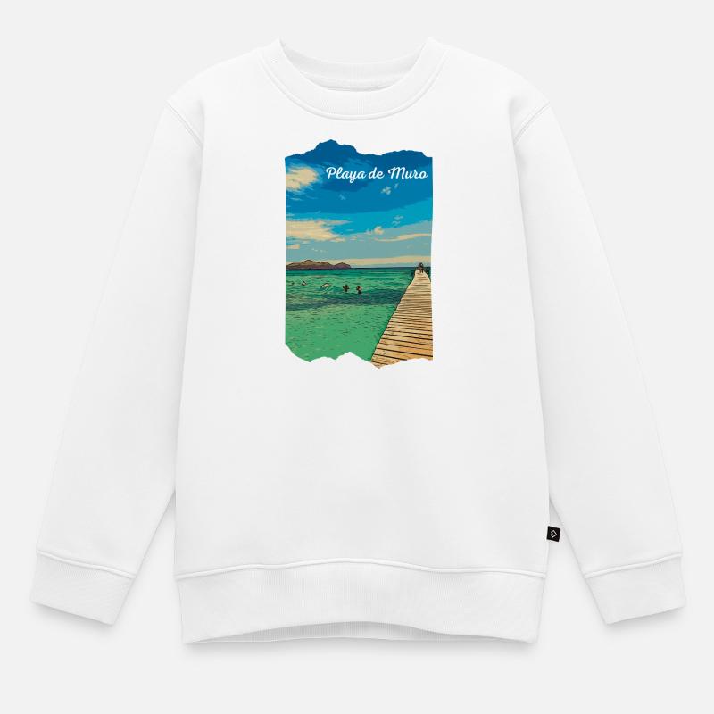 Playa de Muro - Majorque - Sweat Premium enfant bio - blanc