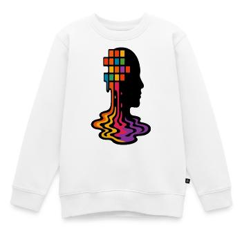 Regenbogen Pixel Schmelz Porträt - Kinder Premium Organic Sweatshirt - Weiß - Vorne - AI Model Kid Male (0cm)