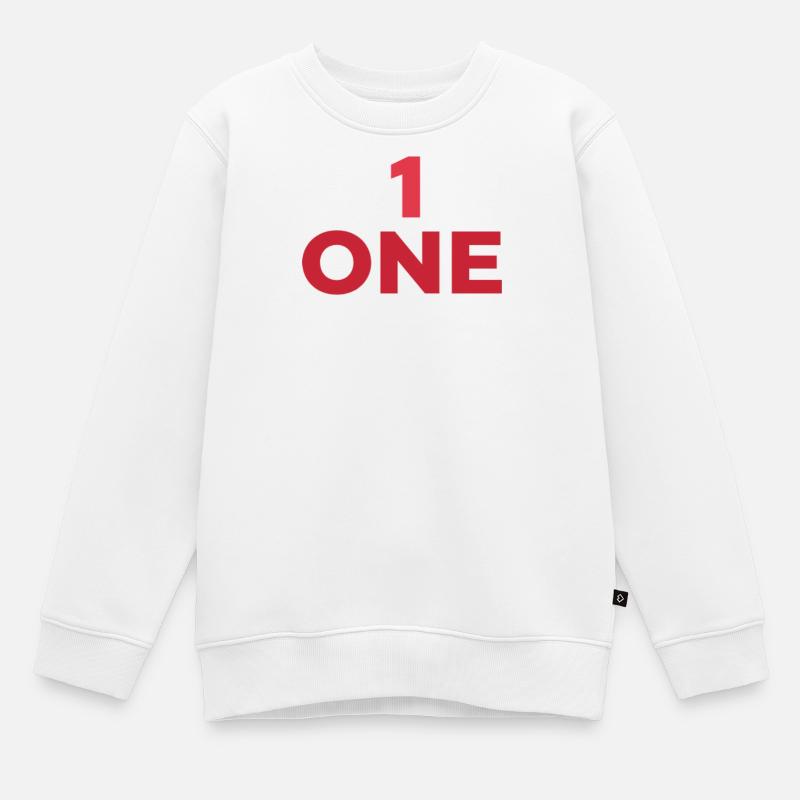 AUSGEWIESENE NUMMER EINS IN ROT - Kinder Premium Organic Sweatshirt - Weiß