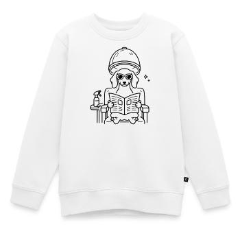 Hund Dackel beim Frisör Minimalistisch Line Art - Kinder Premium Organic Sweatshirt - Weiß - Vorne - AI Model Kid Male (0cm)
