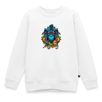 Tête de singe tropical néon - Sweat Premium enfant bio - blanc - Devant - AI Model Kid Male (0cm)