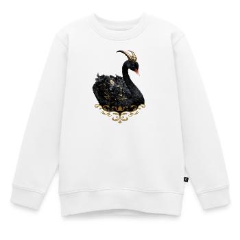 Schwarzer Schwan mit goldener Krone - Kinder Premium Organic Sweatshirt - Weiß - Vorne - AI Model Kid Male (0cm)