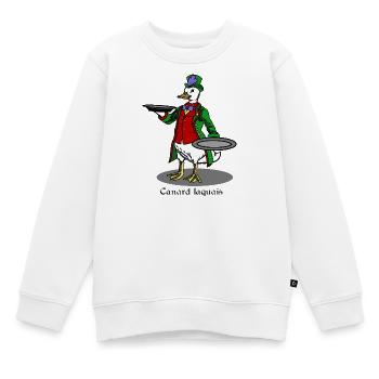 Canard laquais - humour cuisine et jeu de mots - Sweat Premium enfant bio - blanc - Devant - AI Model Kid Male (0cm)