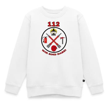 112-Wir sind dabei-Feuerwehr Symbol mit Strahlrohr - Kinder Premium Organic Sweatshirt - Weiß - Vorne - AI Model Kid Male (0cm)
