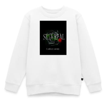 Green_Black_Aesthetic_Brave_RoseT-ShirtSelf-love - Sweat Premium enfant bio - blanc - Devant - AI Model Kid Male (0cm)
