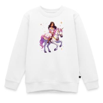 Princesse sur une licorne - Sweat Premium enfant bio - blanc - Devant - AI Model Kid Male (0cm)