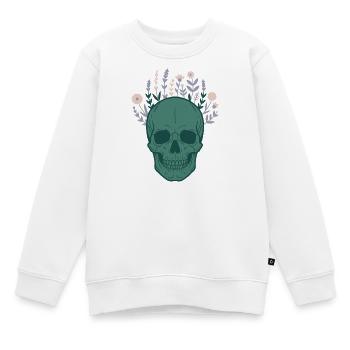 Crâne Crâne Botanique Fleurs Fleurs Mystiques - Sweat Premium enfant bio - blanc - Devant - AI Model Kid Male (0cm)