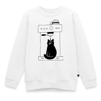 Katze Kaffee Barista Vintage - Kinder Premium Organic Sweatshirt - Weiß - Vorne - AI Model Kid Male (0cm)