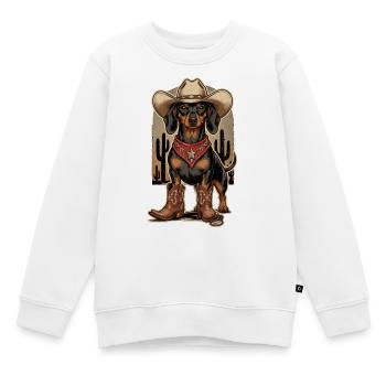 Tenue vintage de teckel de cowboy – Chemise western pour chien - Sweat Premium enfant bio - blanc - Devant - AI Model Kid Male (0cm)